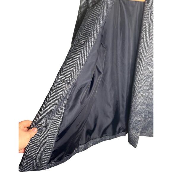 Old Navy Soft Brushed Herringbone Wool Blend Jacket Size Large Navy Gray *FLAW* - Picture 6 of 13